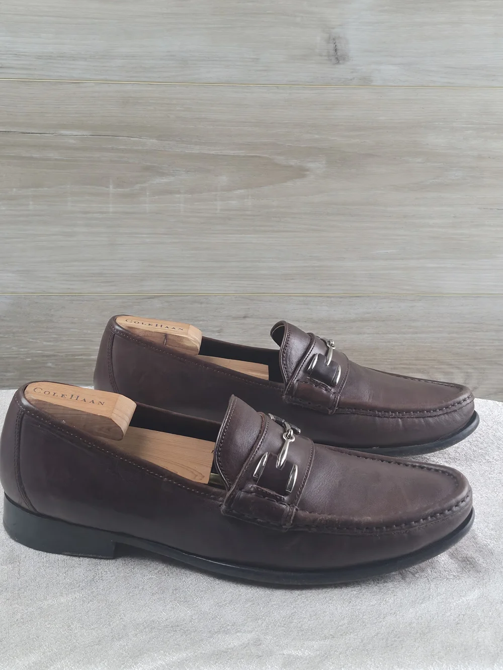 Cole Haan Dark Brown Leather Bit Loafers Men's Size 10.5 D Dress Slip On Shoes